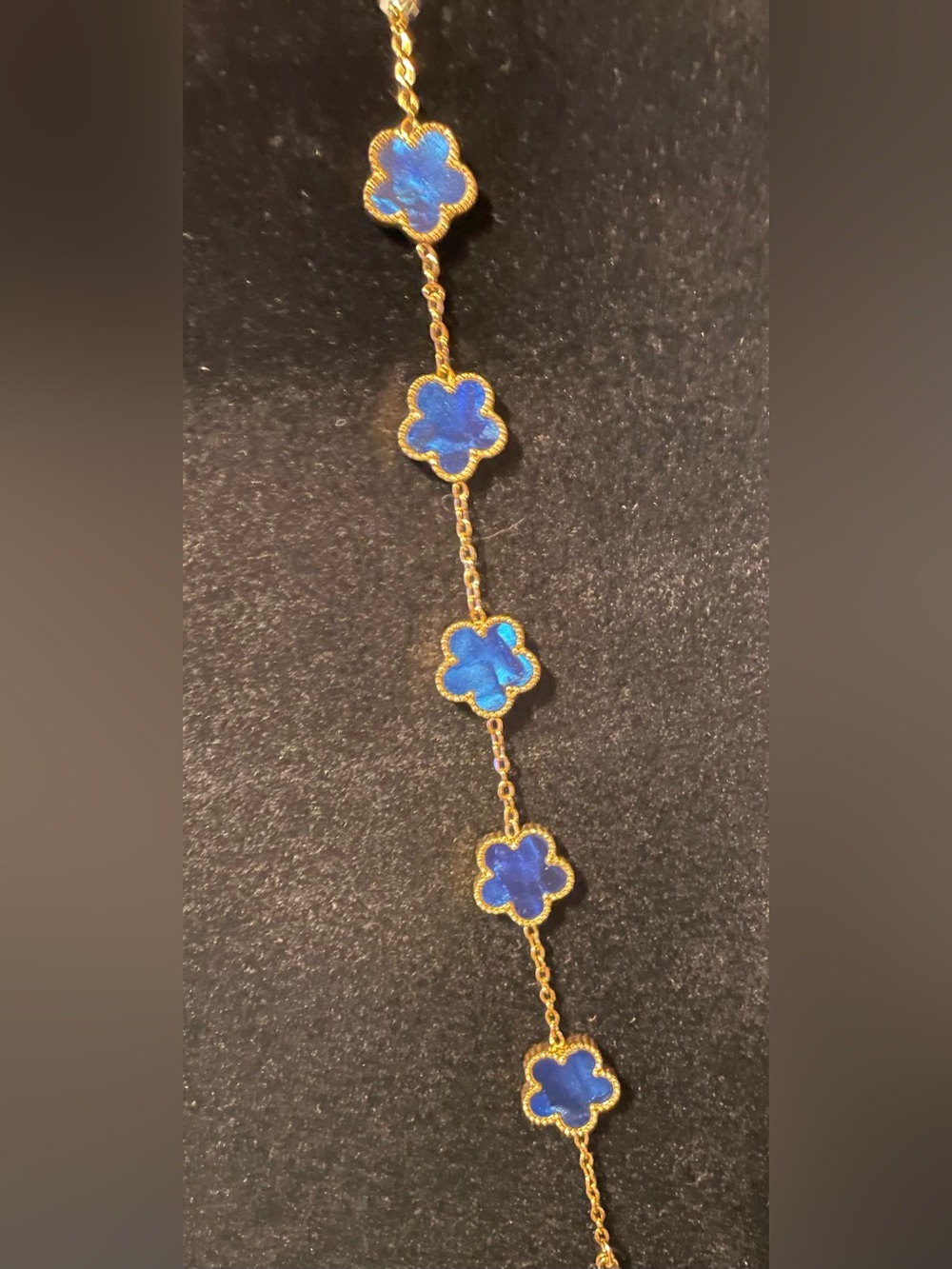 Clover Bracelet Gold Tone over Stainless Steel with Dark Blue Mother of Pearl